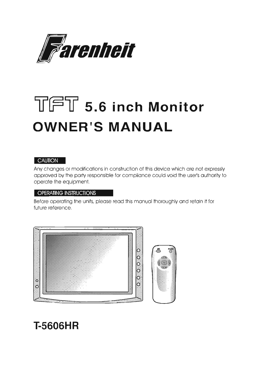 Farenheit Technologies T-5606HR manual 