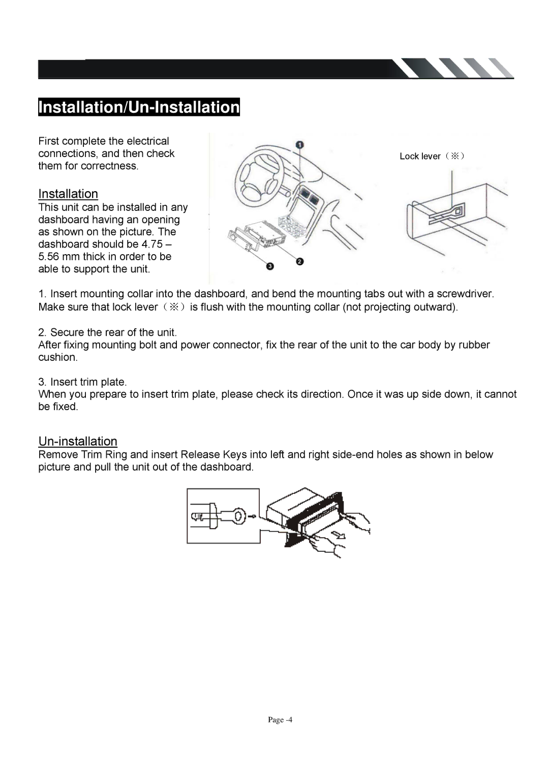 Farenheit Technologies TID-320T owner manual Installation/Un-Installation, Un-installation 