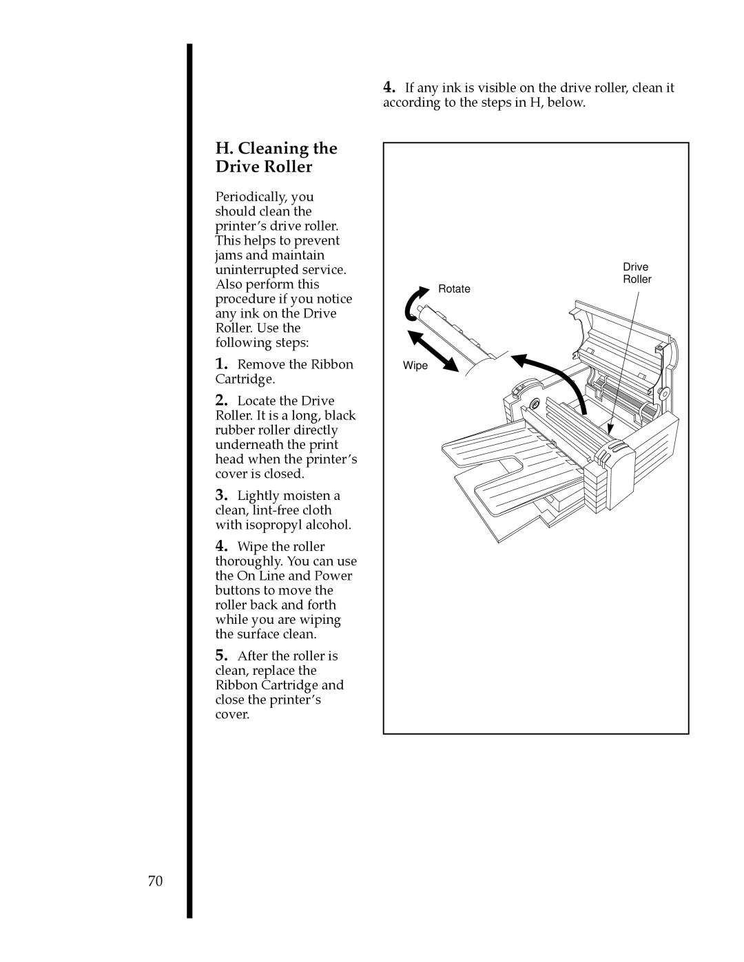 FARGO electronic 76505, 76501, 76502, 76504, 76503, 76500 manual Cleaning the Drive Roller 