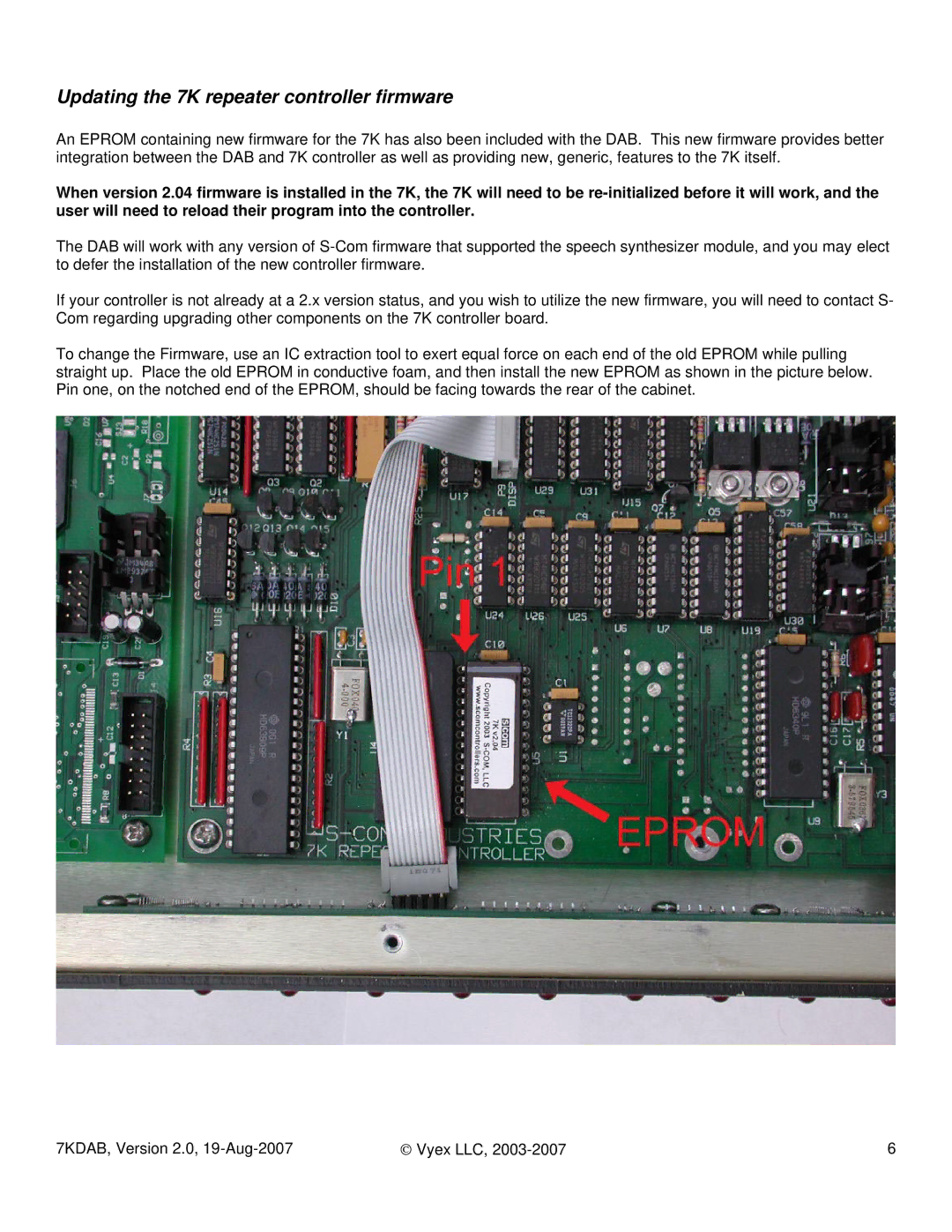 FARGO electronic 7KDAB manual Updating the 7K repeater controller firmware 