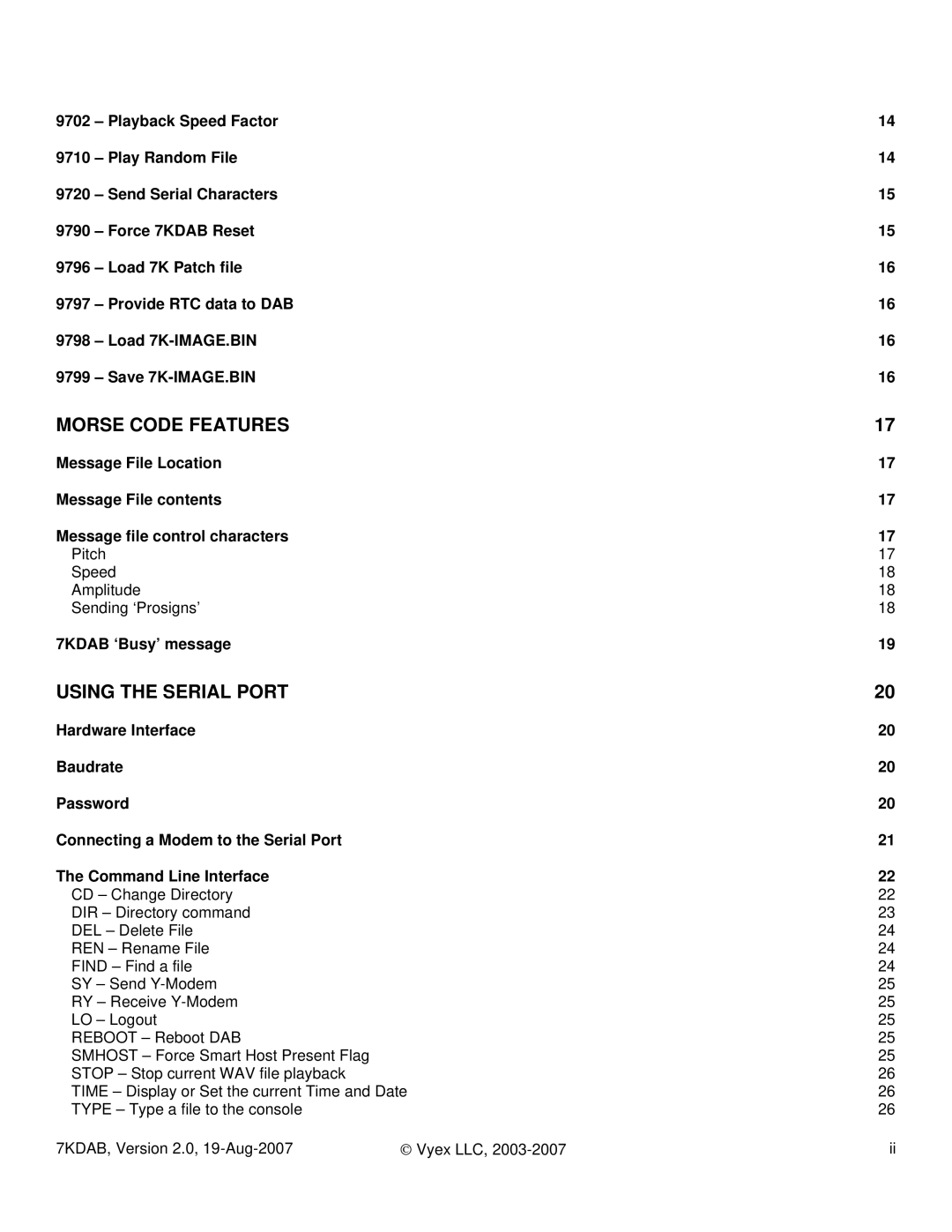 FARGO electronic 7KDAB manual Morse Code Features 