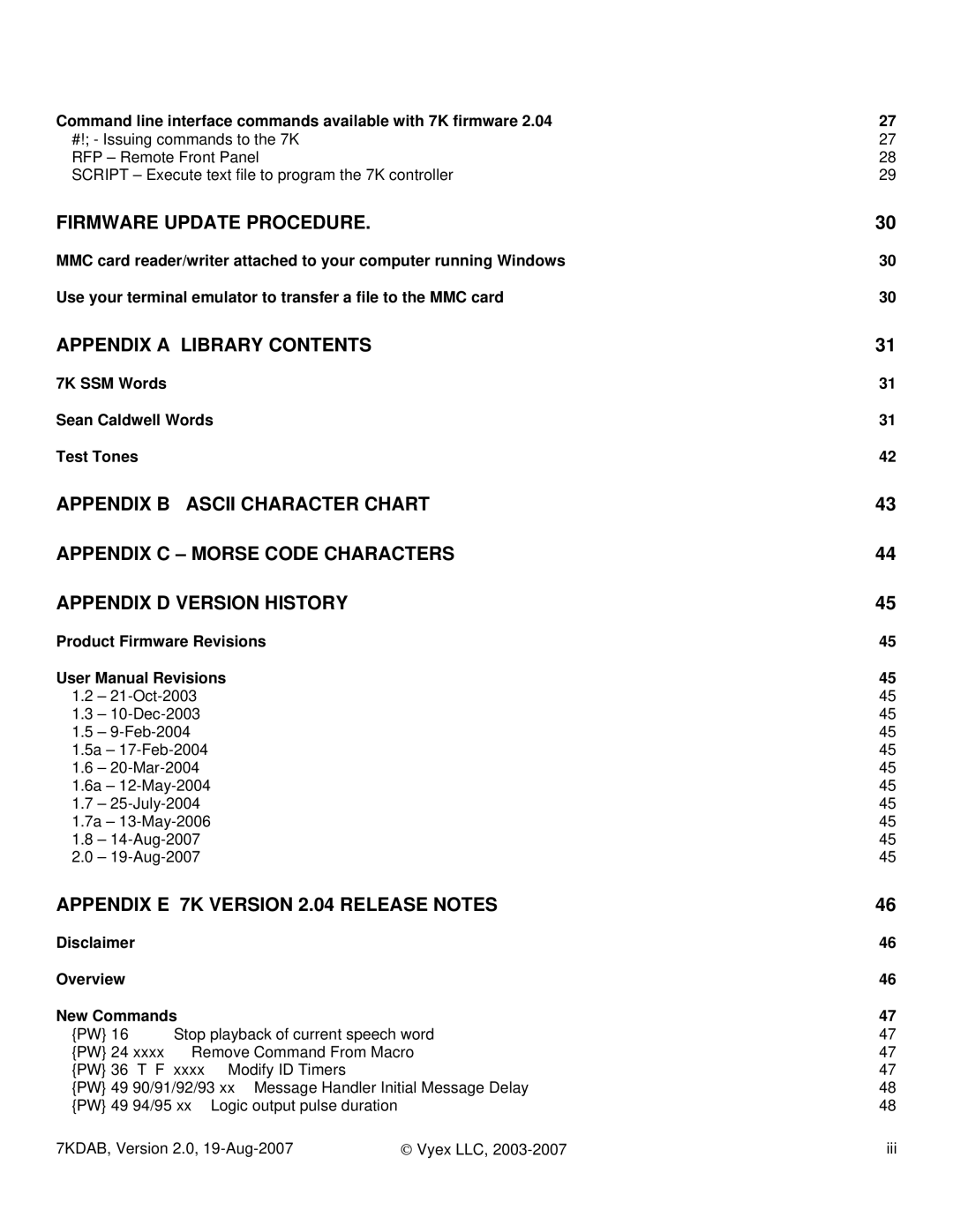 FARGO electronic 7KDAB manual Appendix a Library Contents 