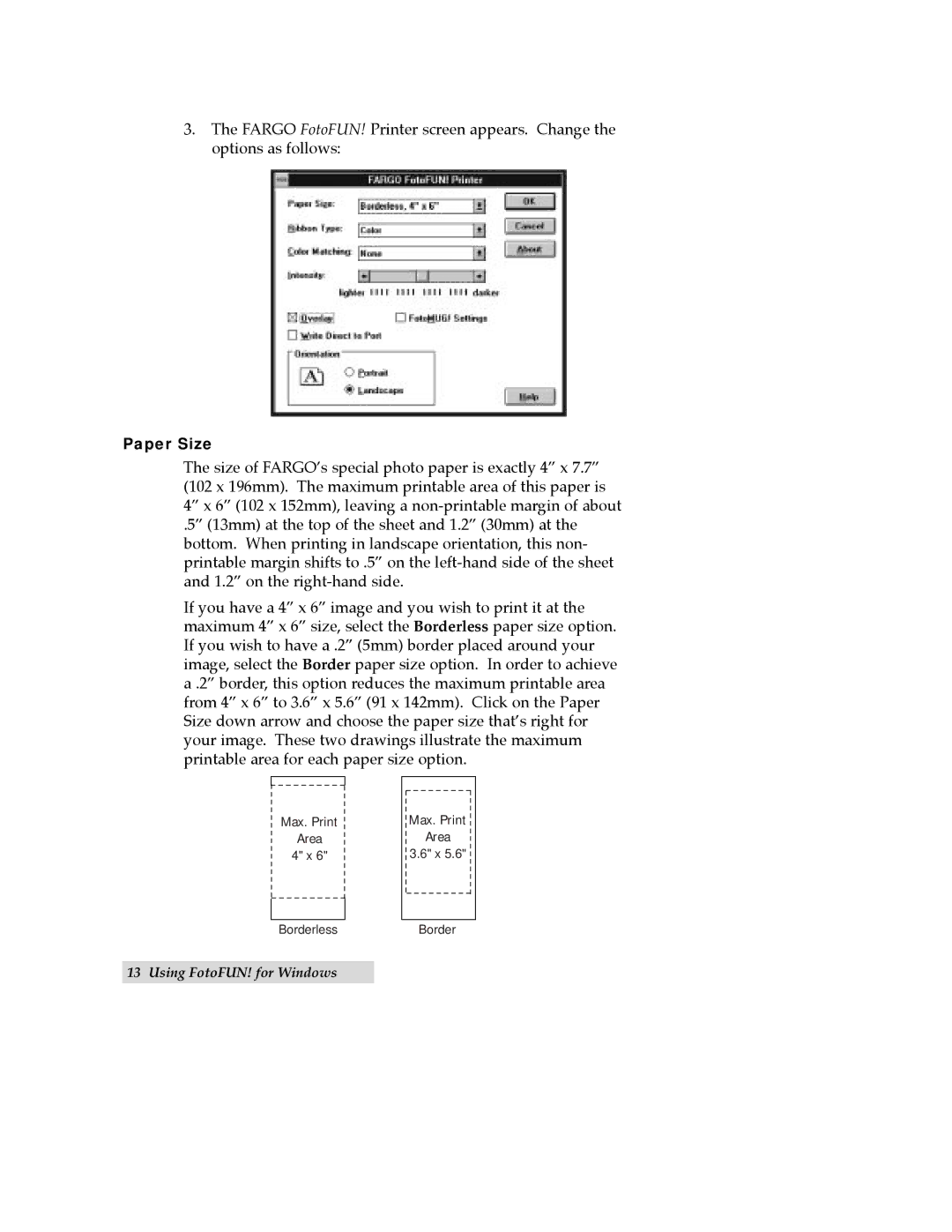 FARGO electronic 970627-510489-(04) manual Paper Size 