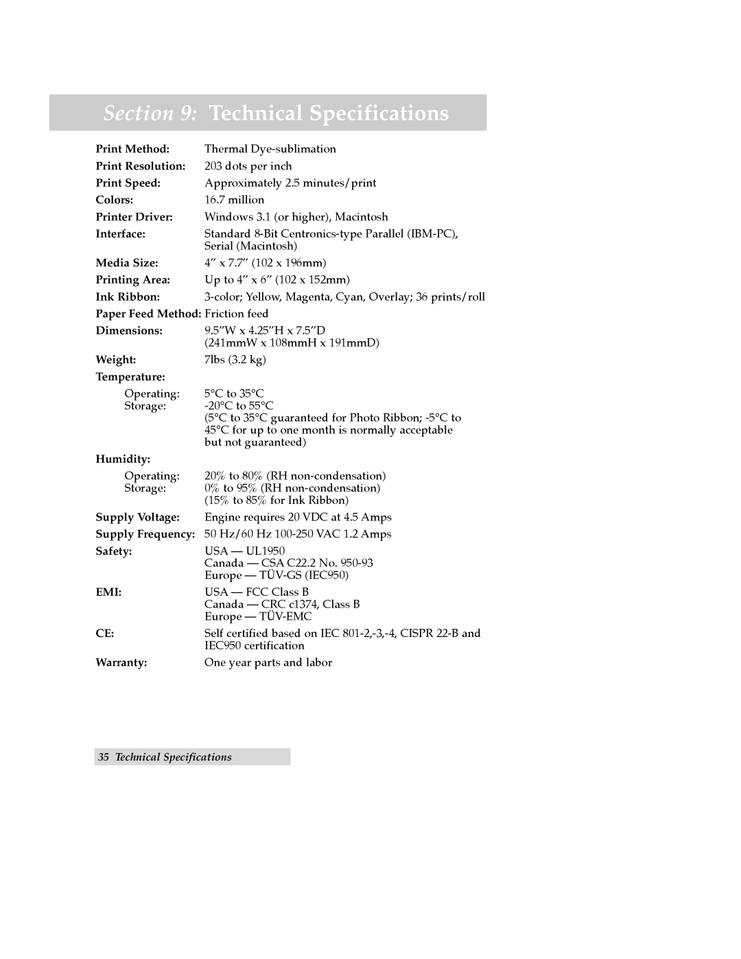 FARGO electronic 970627-510489-(04) manual Technical Specifications, Interface 