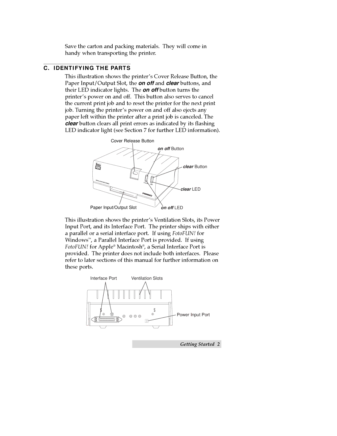 FARGO electronic 970627-510489-(04) manual Identifying the Parts 