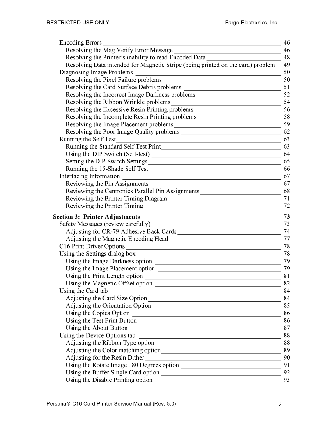 FARGO electronic C16 service manual Printer Adjustments 