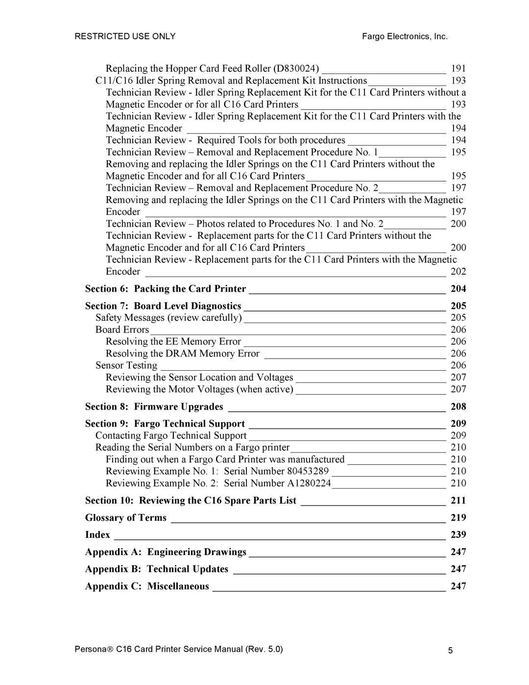 FARGO electronic C16 service manual Packing the Card Printer Board Level Diagnostics 