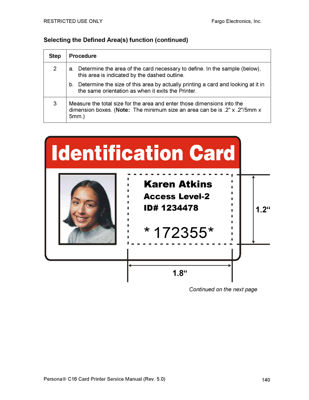 FARGO electronic C16 service manual 172355, Selecting the Defined Areas function 