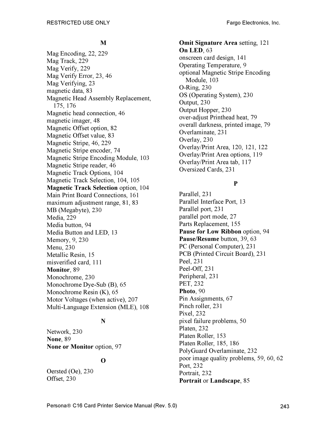 FARGO electronic C16 service manual None None or Monitor option 