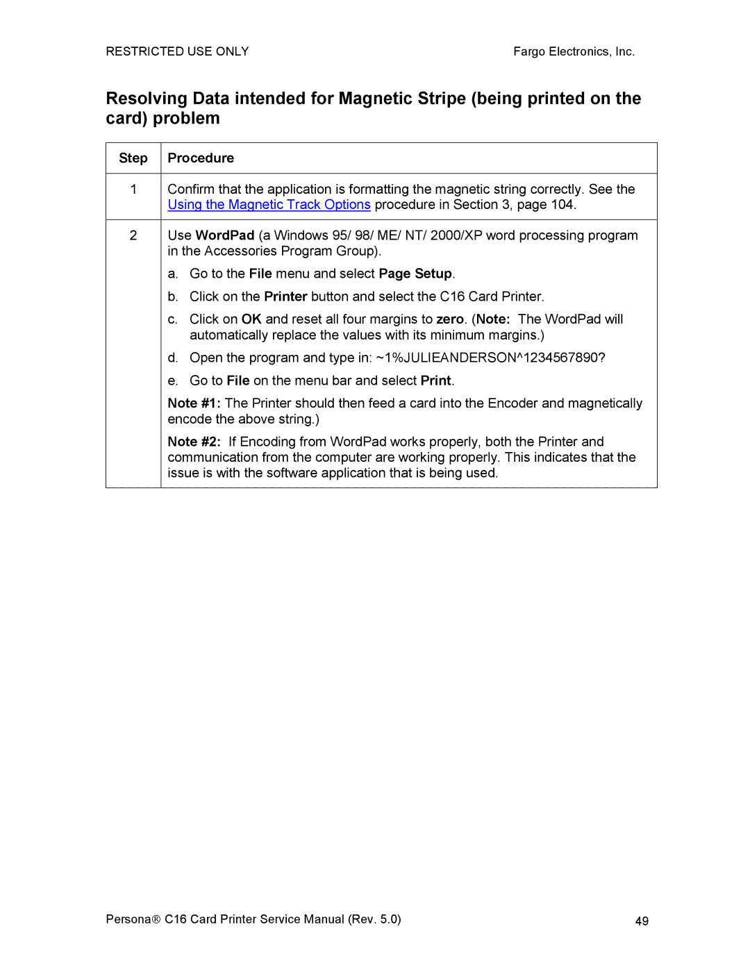 FARGO electronic C16 service manual Step Procedure 