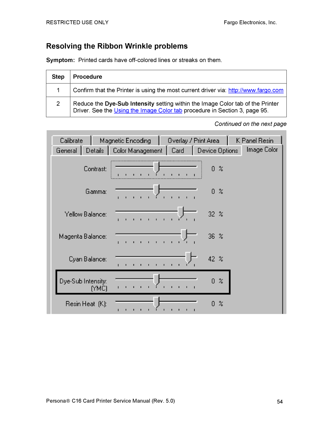 FARGO electronic C16 service manual Resolving the Ribbon Wrinkle problems 