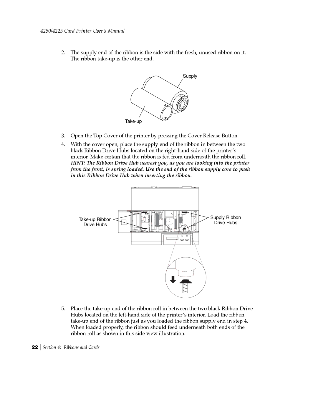 FARGO electronic Card Printer manual Supply Take-up 