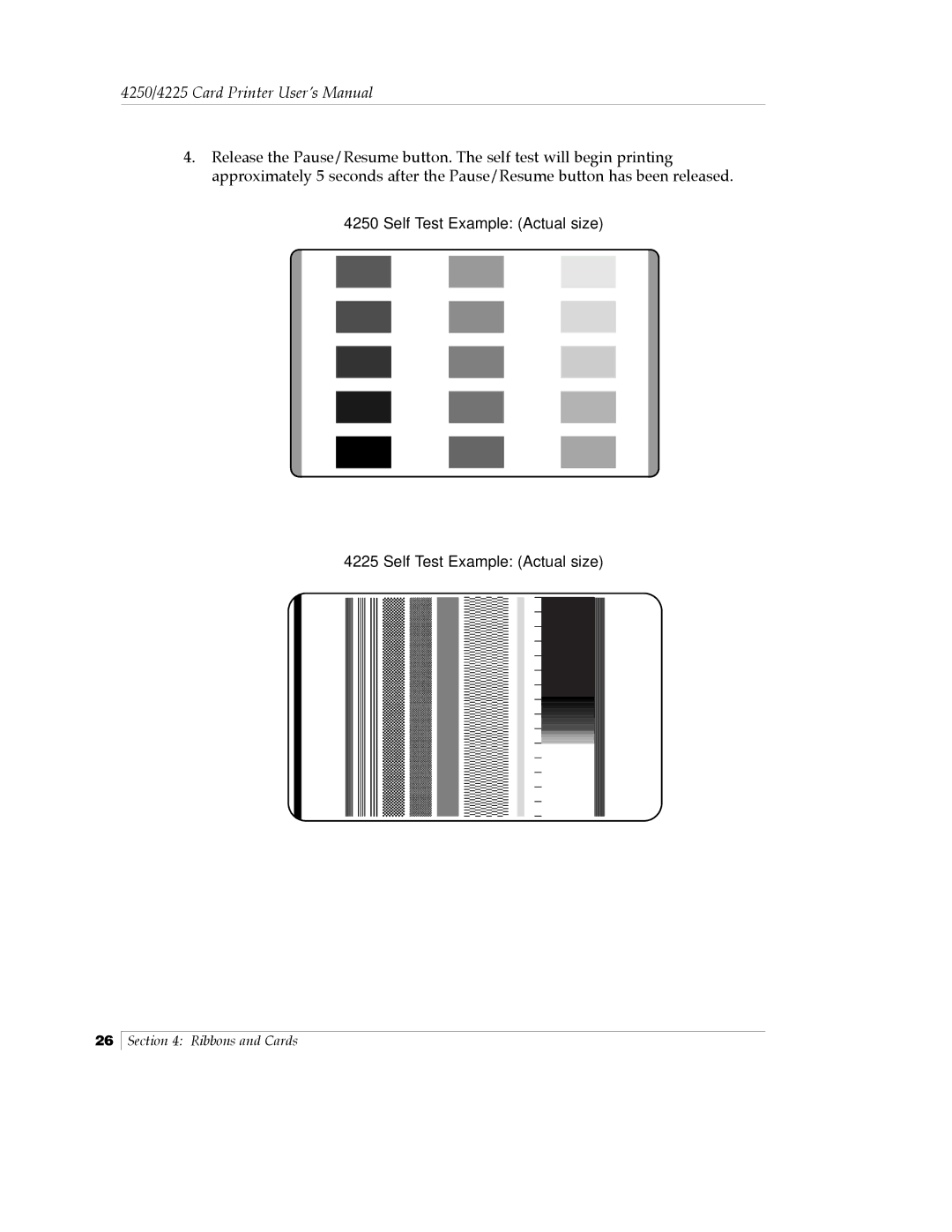 FARGO electronic Card Printer manual Self Test Example Actual size 