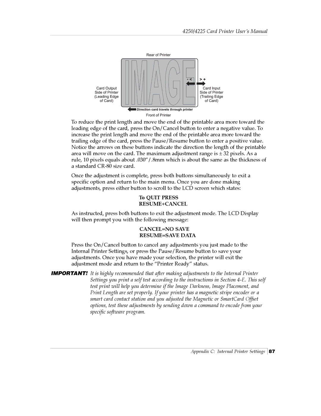 FARGO electronic Card Printer manual Resume+Cancel 