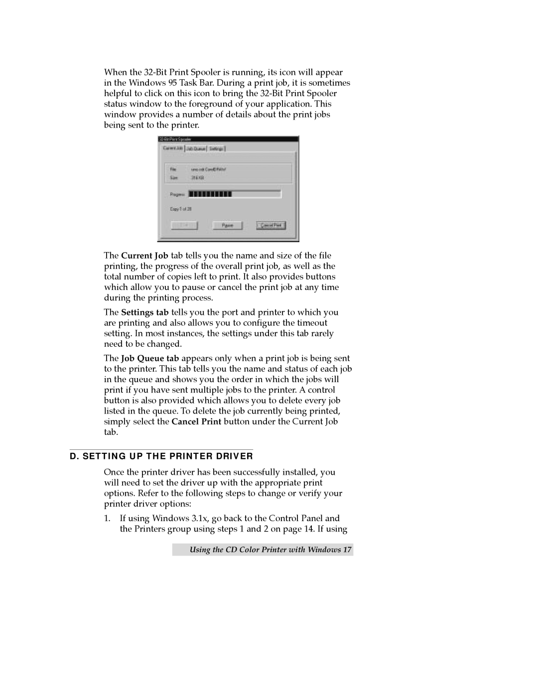 FARGO electronic CD Color Printer manual Setting UP the Printer Driver 