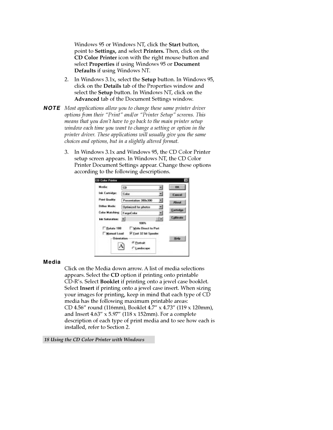 FARGO electronic CD Color Printer manual Media 