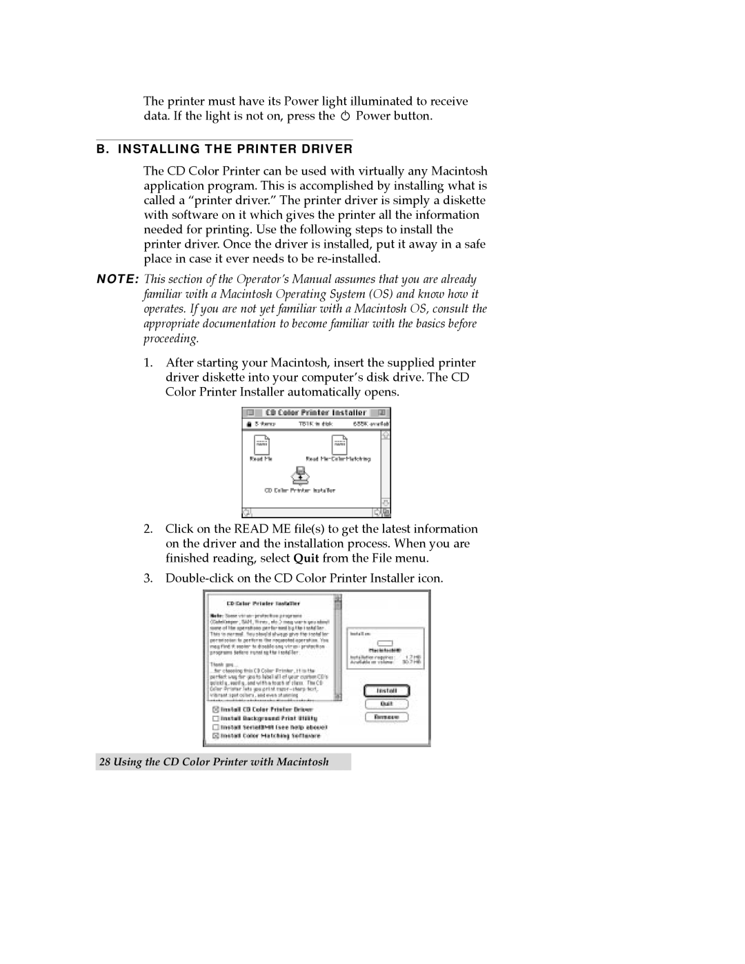 FARGO electronic CD Color Printer manual Installing the Printer Driver 