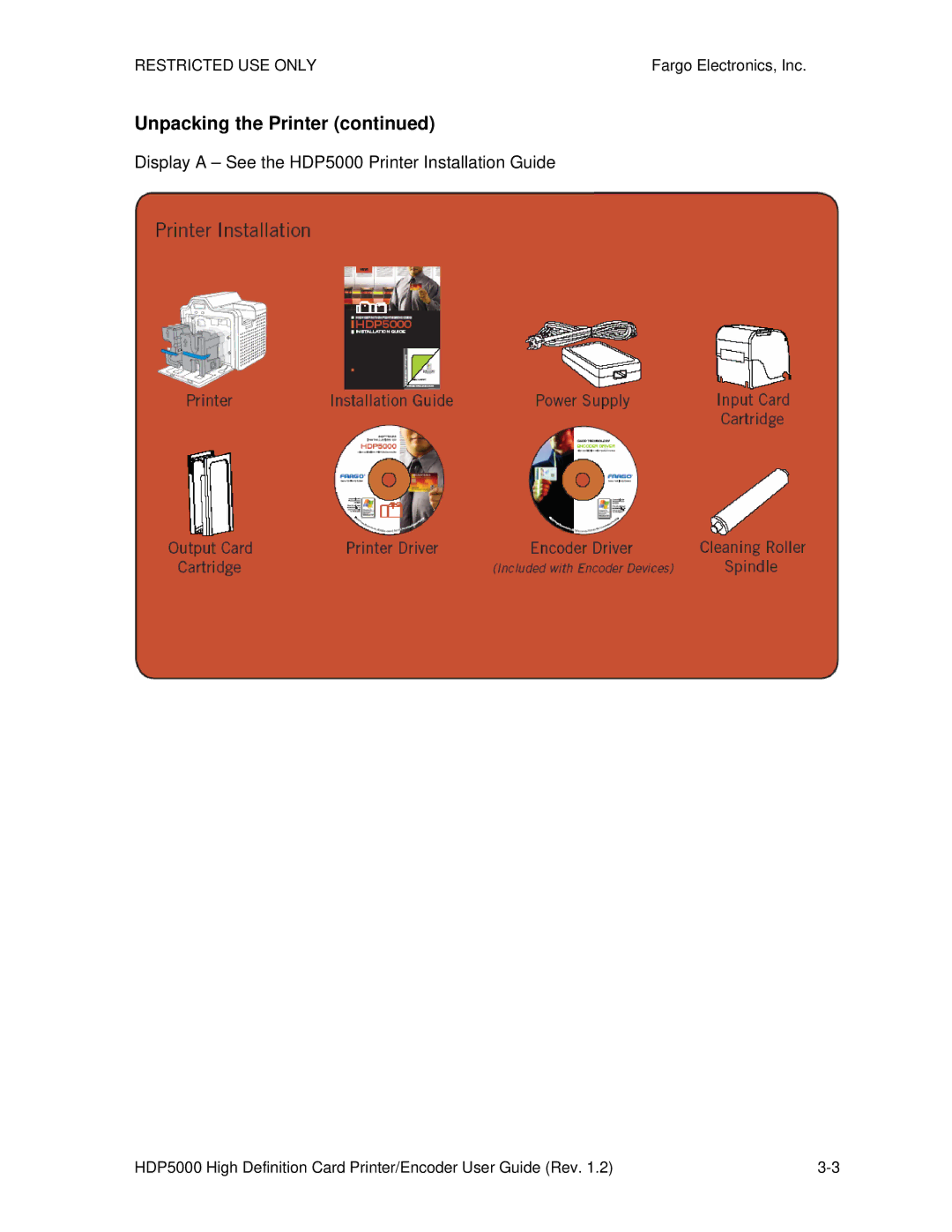 FARGO electronic manual Unpacking the Printer, Display a See the HDP5000 Printer Installation Guide 