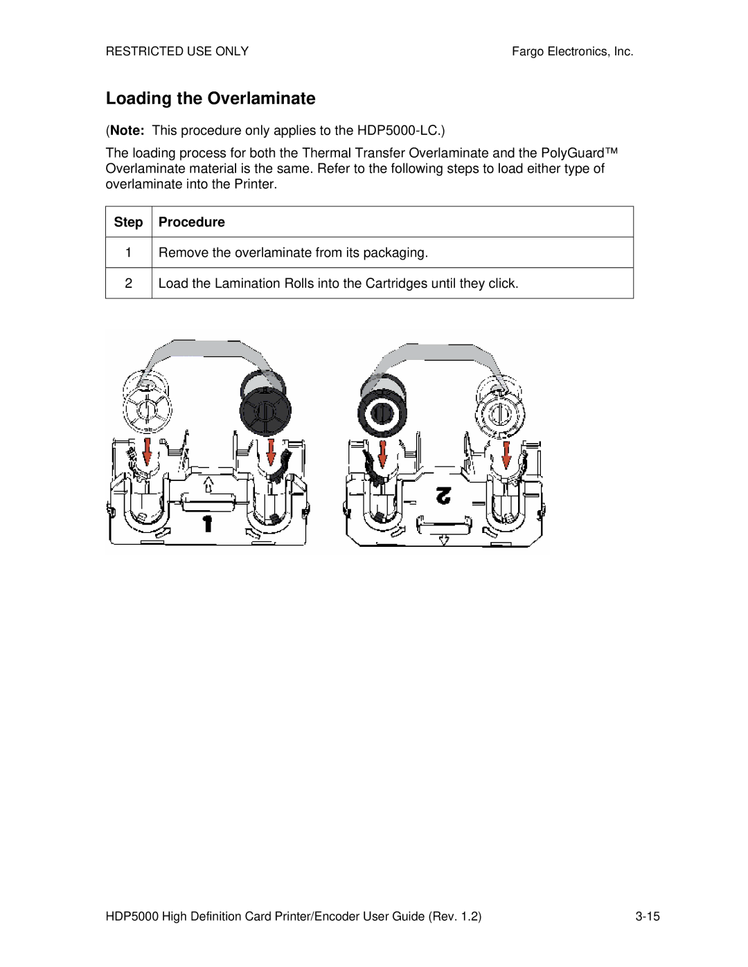 FARGO electronic HDP5000 manual Loading the Overlaminate 