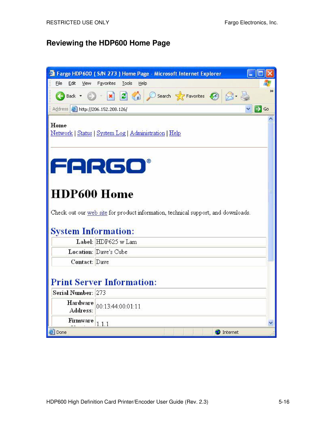 FARGO electronic HDP600-LC, HDP600 CR100 manual Reviewing the HDP600 Home 