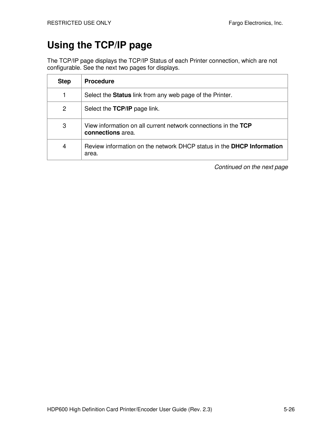 FARGO electronic HDP600 CR100, HDP600-LC manual Using the TCP/IP 