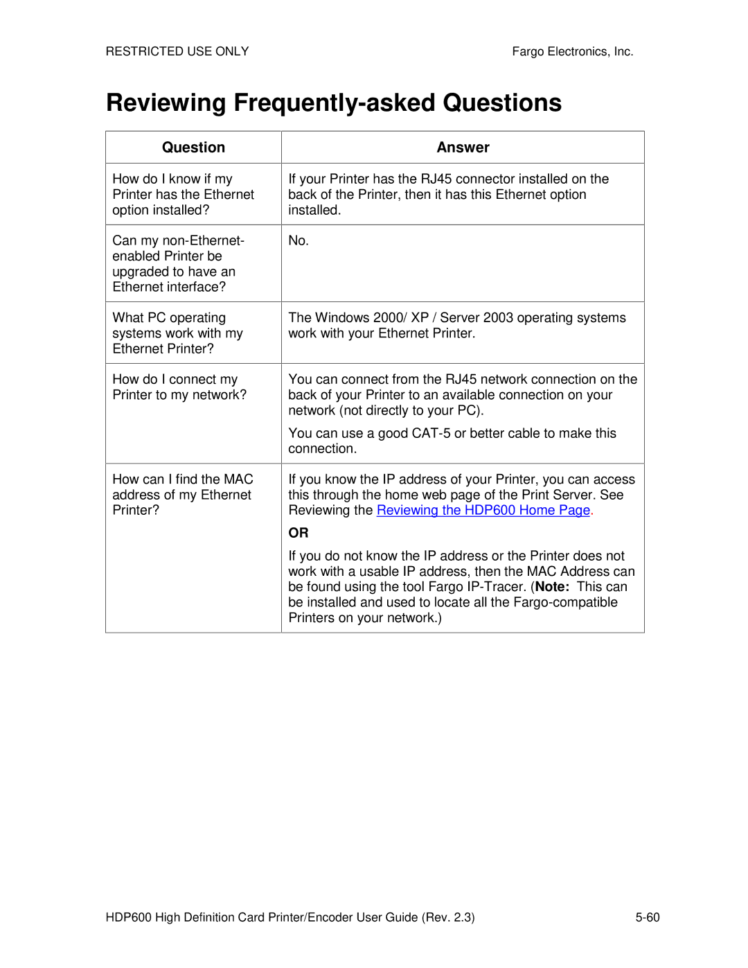 FARGO electronic HDP600 CR100, HDP600-LC manual Question, Answer 