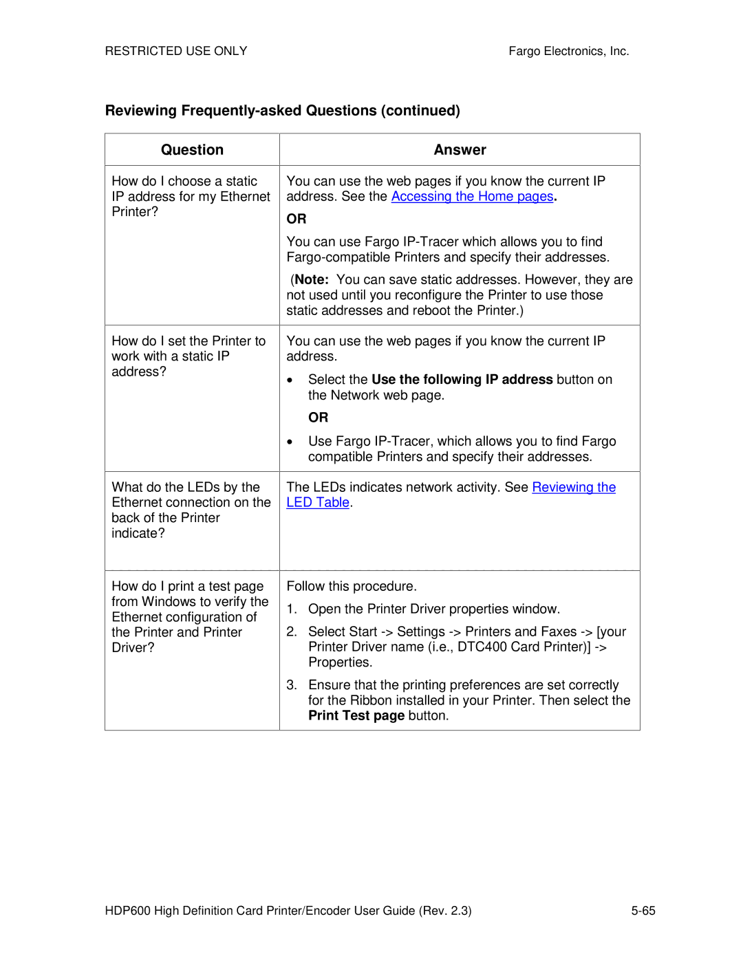 FARGO electronic HDP600 CR100, HDP600-LC manual Reviewing Frequently-asked Questions 