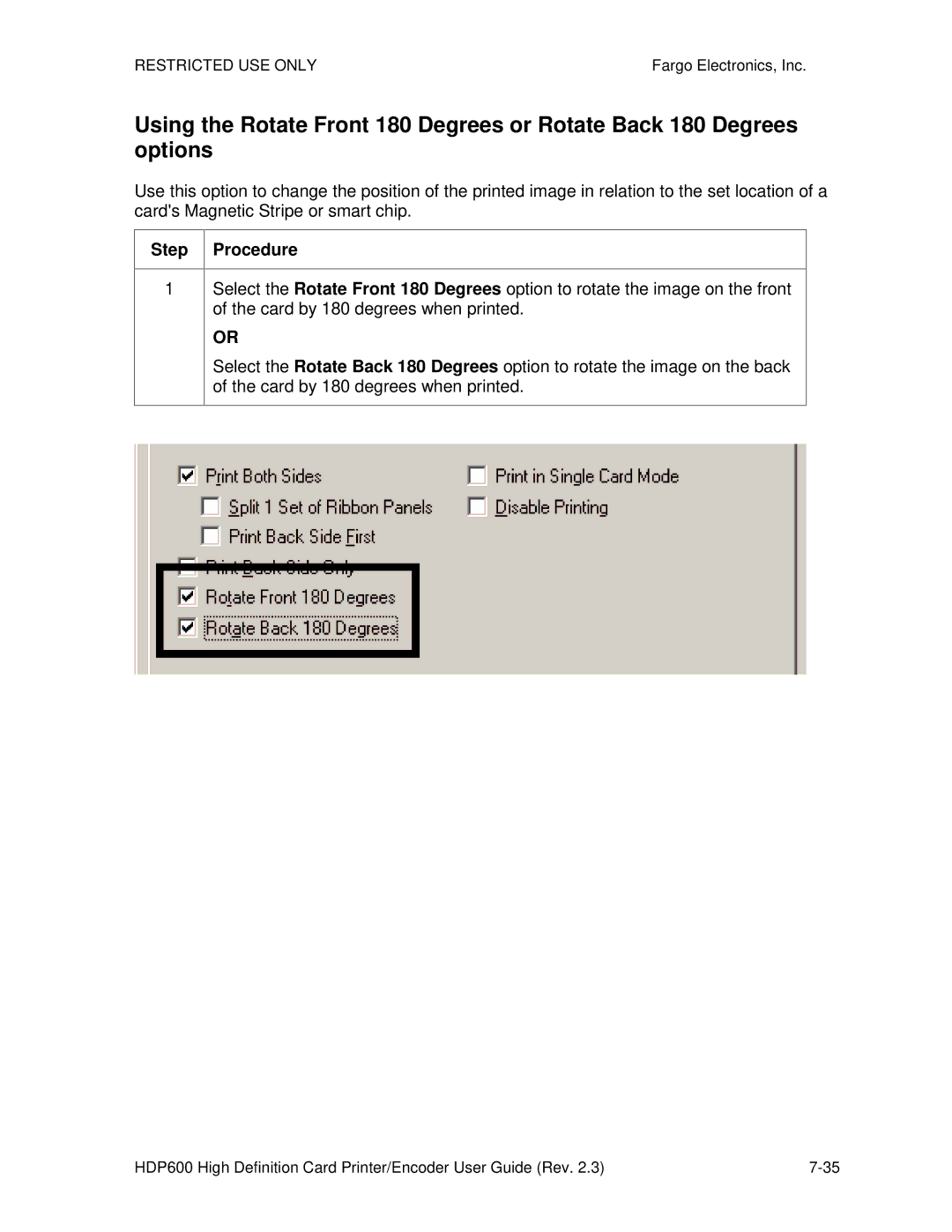 FARGO electronic HDP600 CR100, HDP600-LC manual Step Procedure 