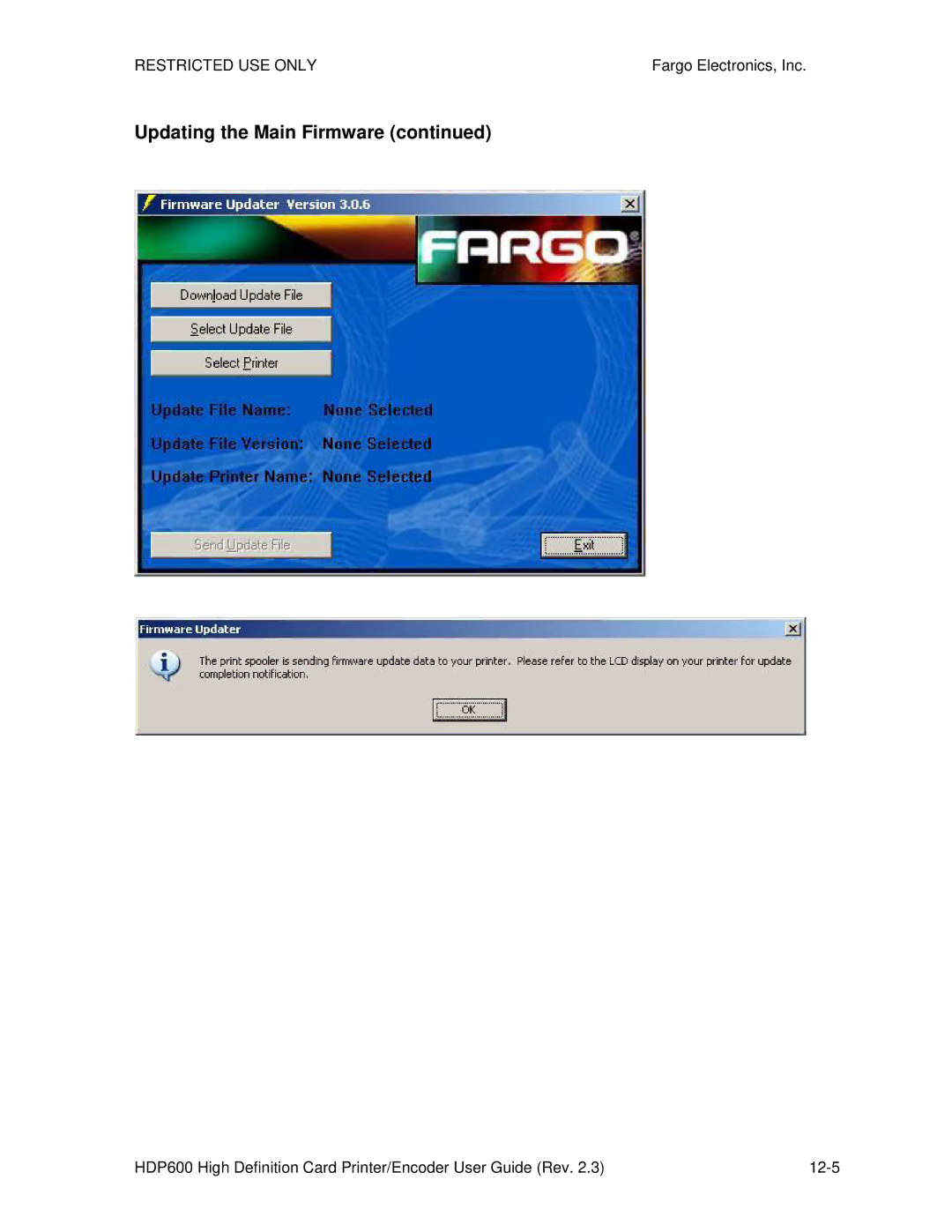 FARGO electronic HDP600 CR100, HDP600-LC manual Updating the Main Firmware 