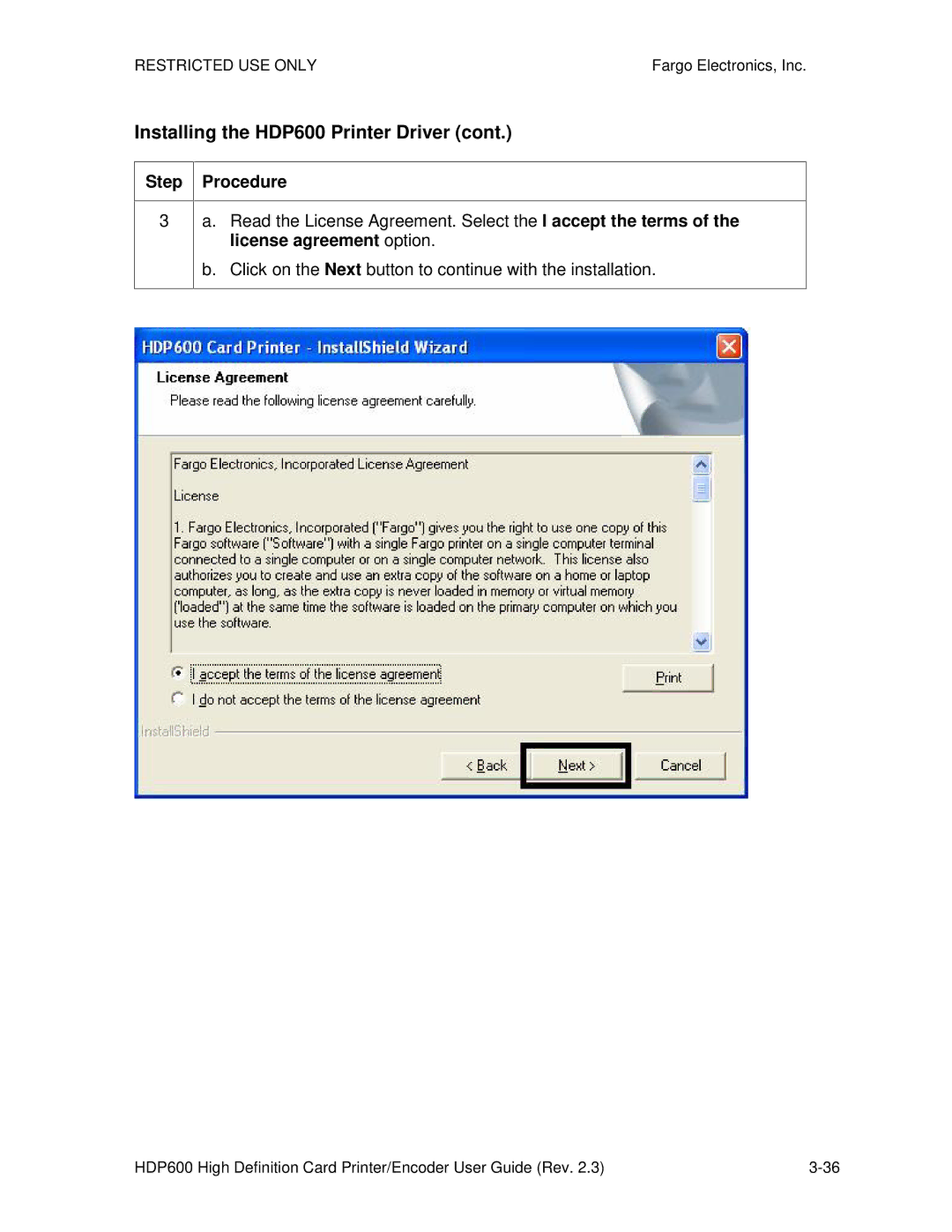 FARGO electronic HDP600 CR100, HDP600-LC manual Installing the HDP600 Printer Driver 