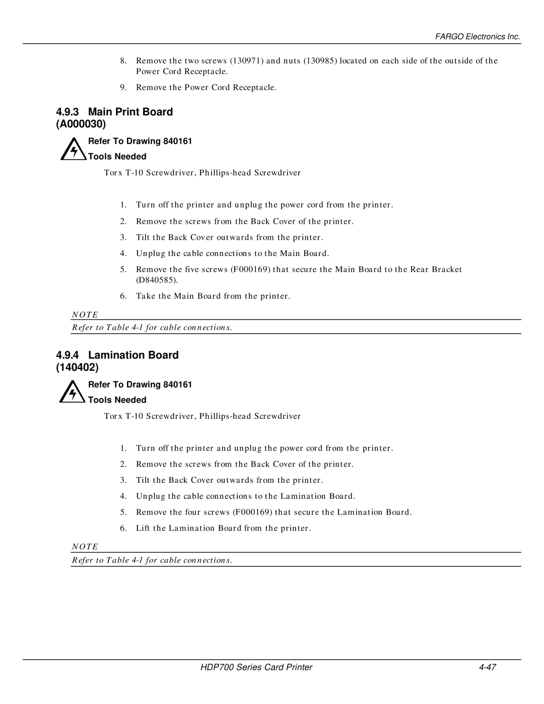 FARGO electronic HDP700 manual Main Print Board A000030, Lamination Board 