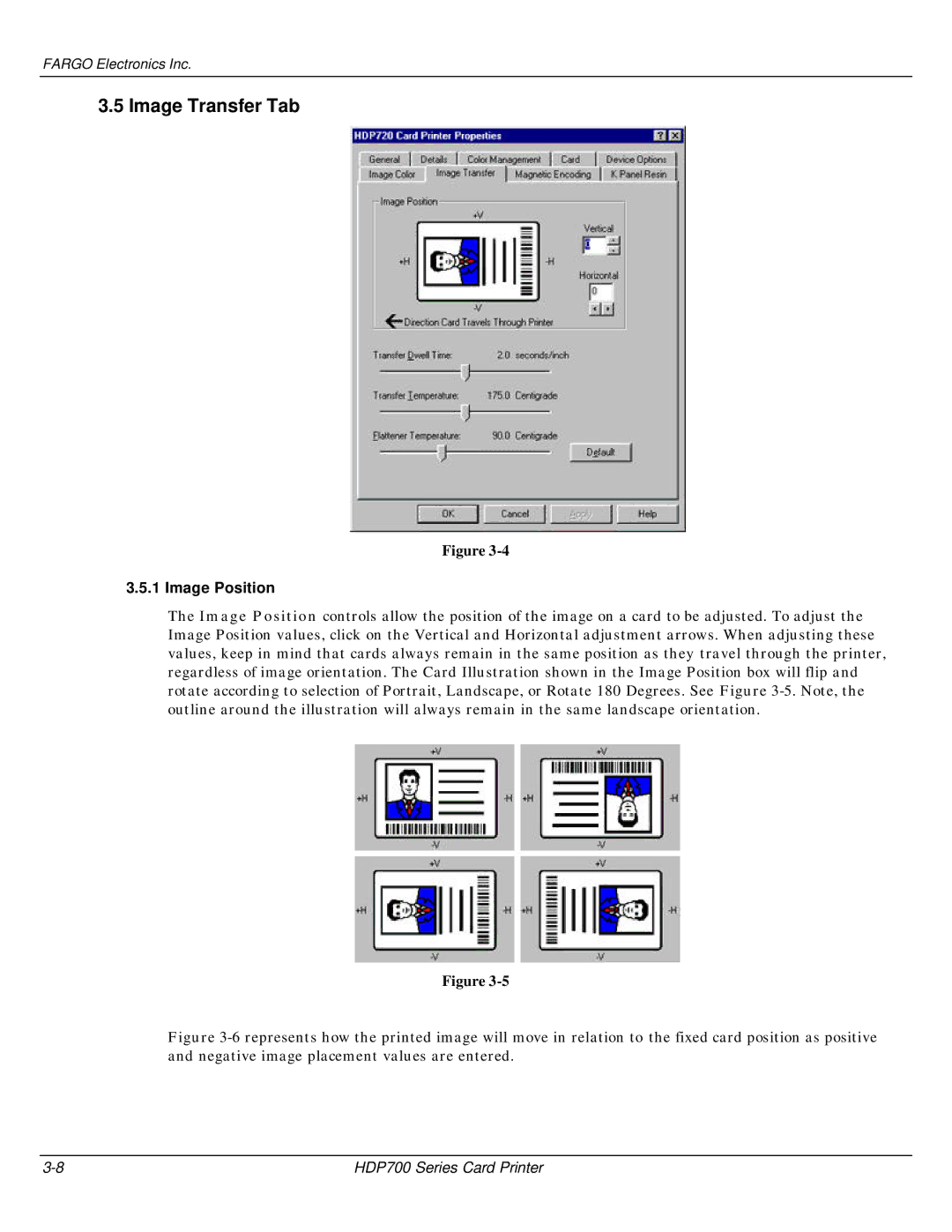 FARGO electronic HDP700 manual Image Transfer Tab, Image Position 