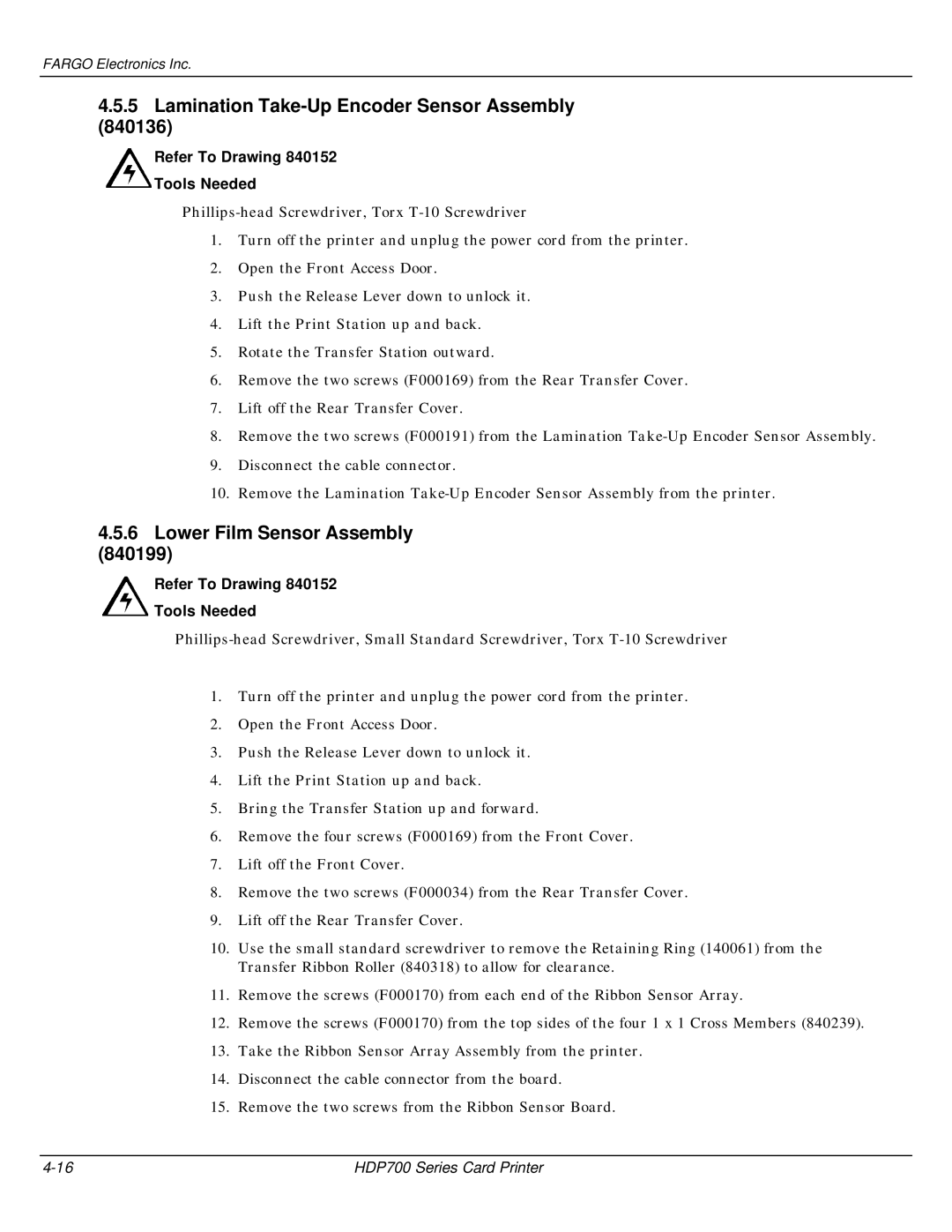 FARGO electronic HDP700 manual Lamination Take-Up Encoder Sensor Assembly, Lower Film Sensor Assembly 