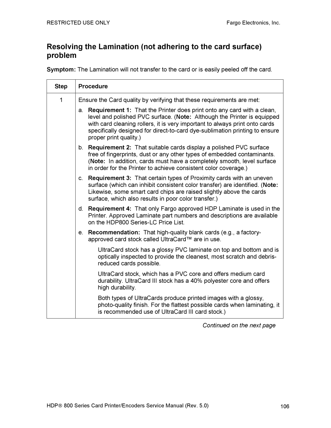 FARGO electronic HDP820 service manual 106 