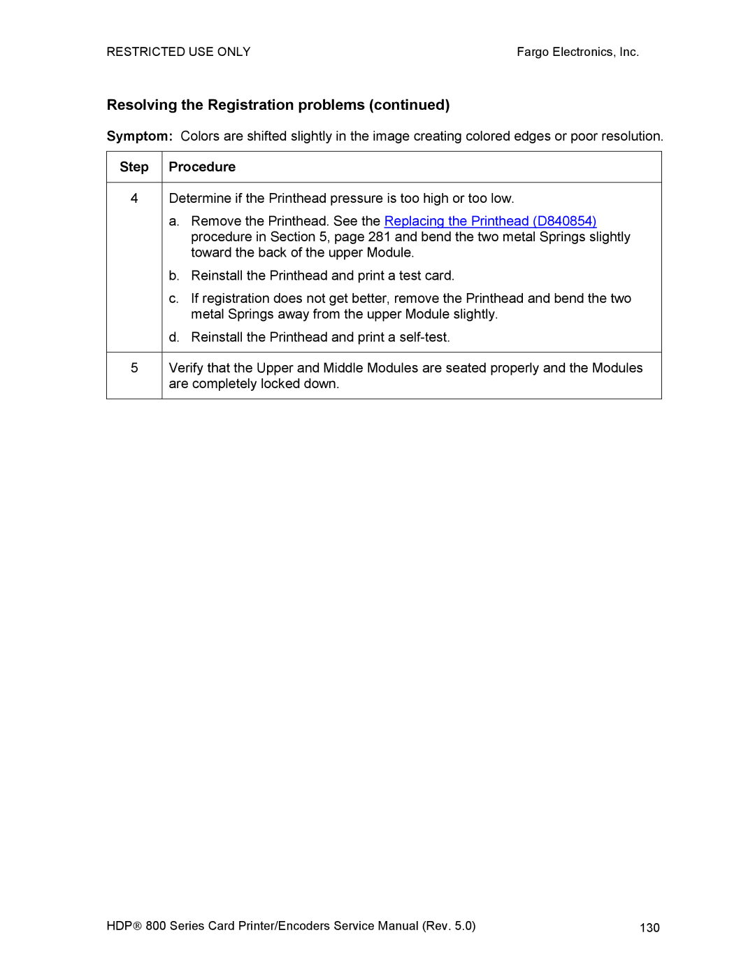 FARGO electronic HDP820 service manual Resolving the Registration problems 