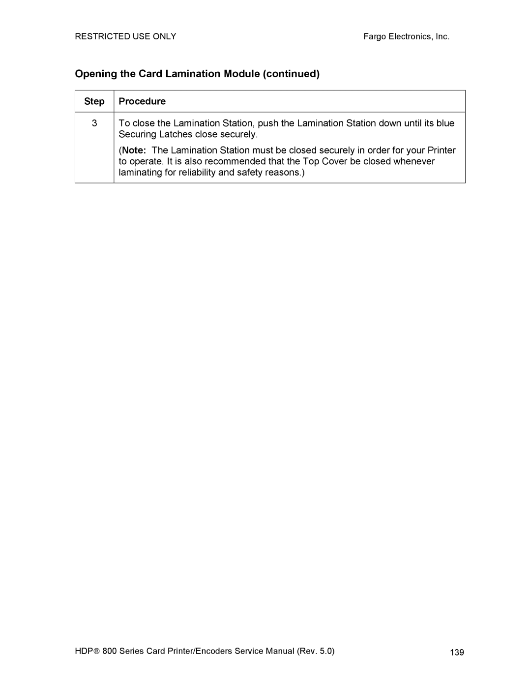 FARGO electronic HDP820 service manual 139 