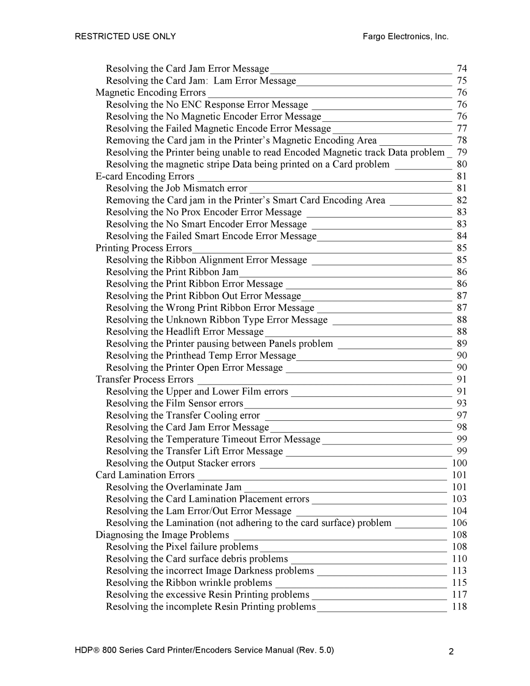 FARGO electronic HDP820 service manual Restricted USE ONLYFargo Electronics, Inc 