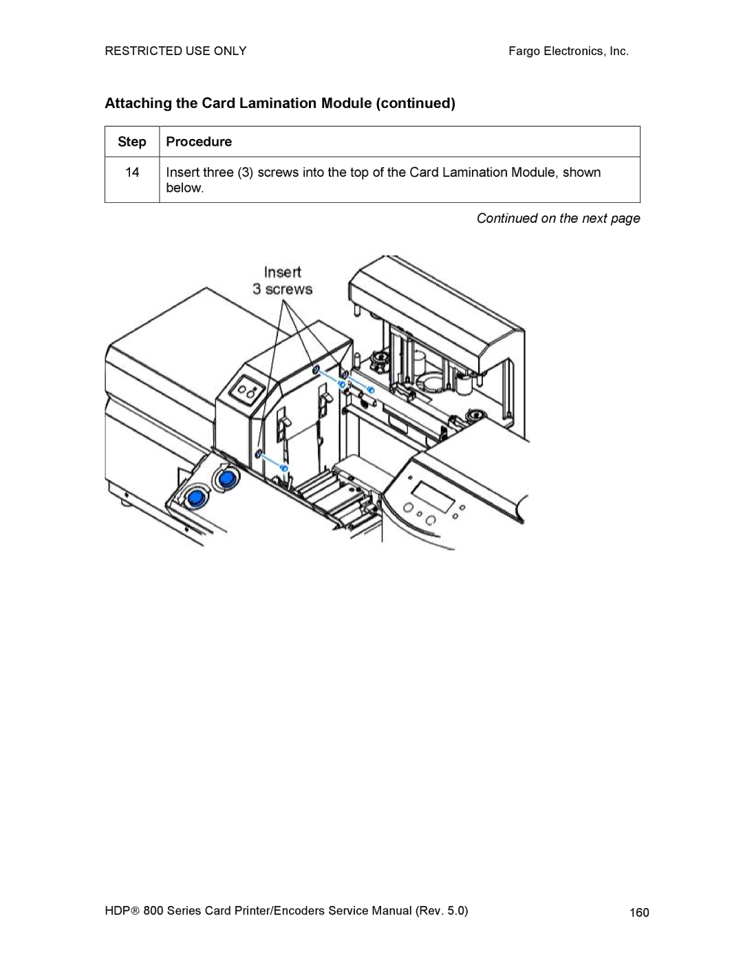 FARGO electronic HDP820 service manual 160 