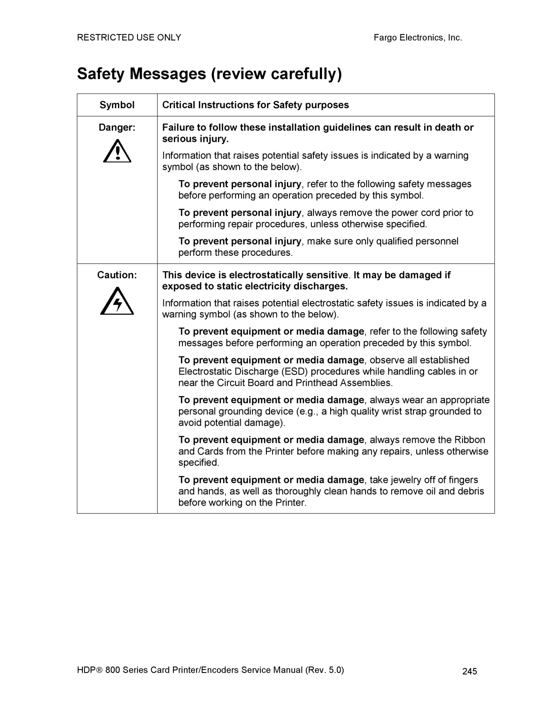 FARGO electronic HDP820 service manual 245 