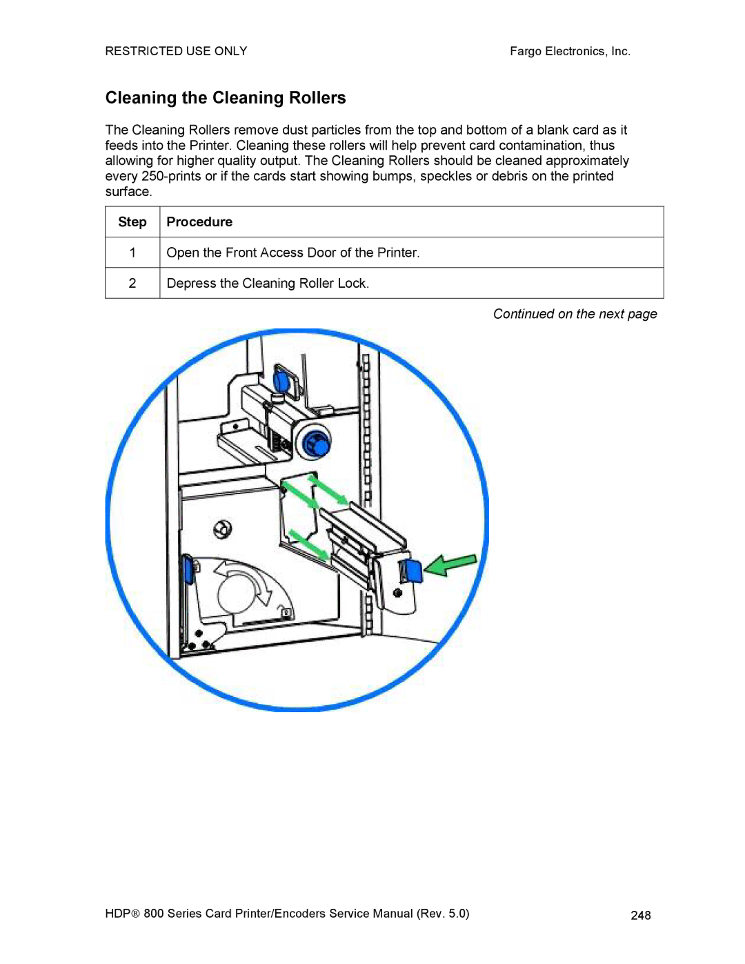 FARGO electronic HDP820 service manual Cleaning the Cleaning Rollers 