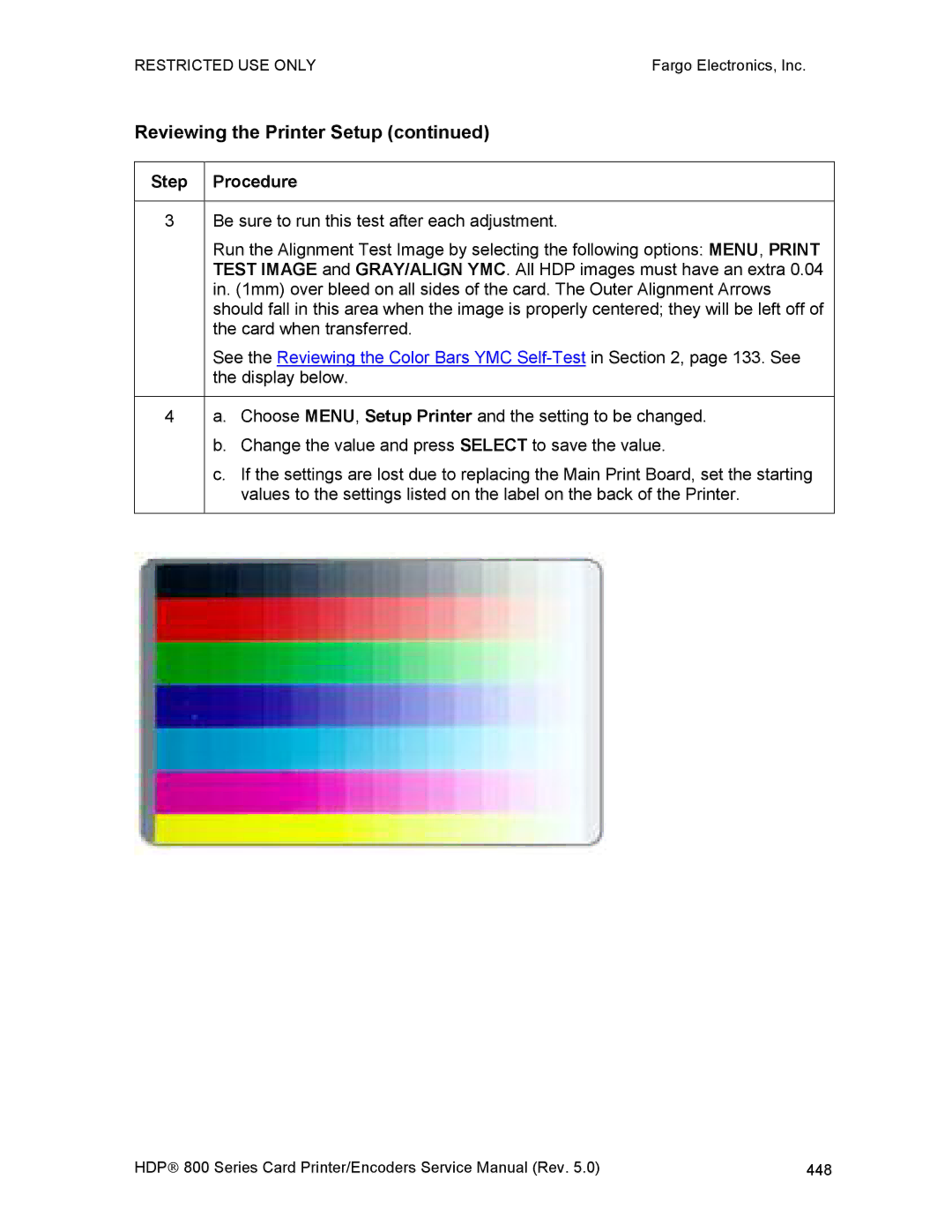 FARGO electronic HDP820 service manual Reviewing the Printer Setup 