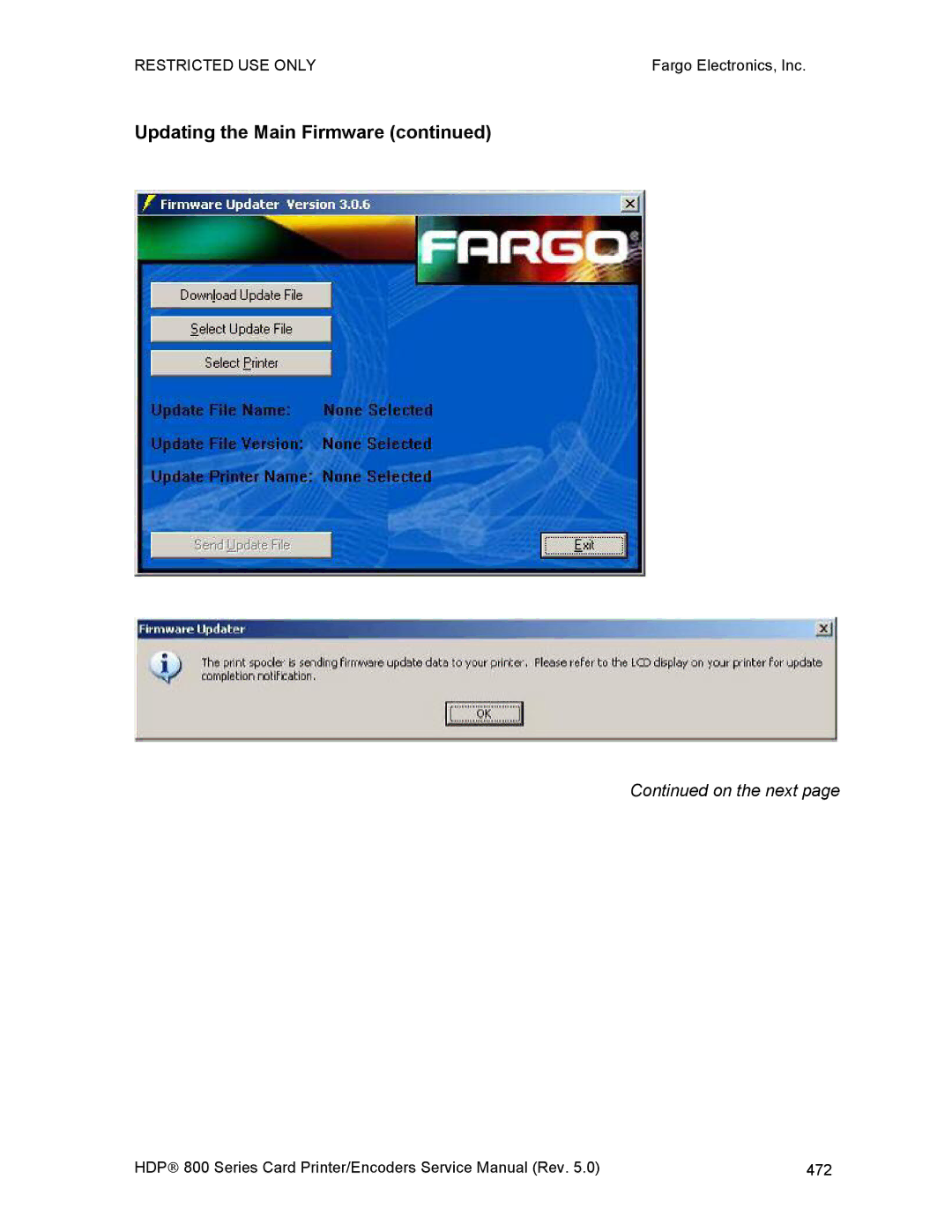 FARGO electronic HDP820 service manual Updating the Main Firmware 