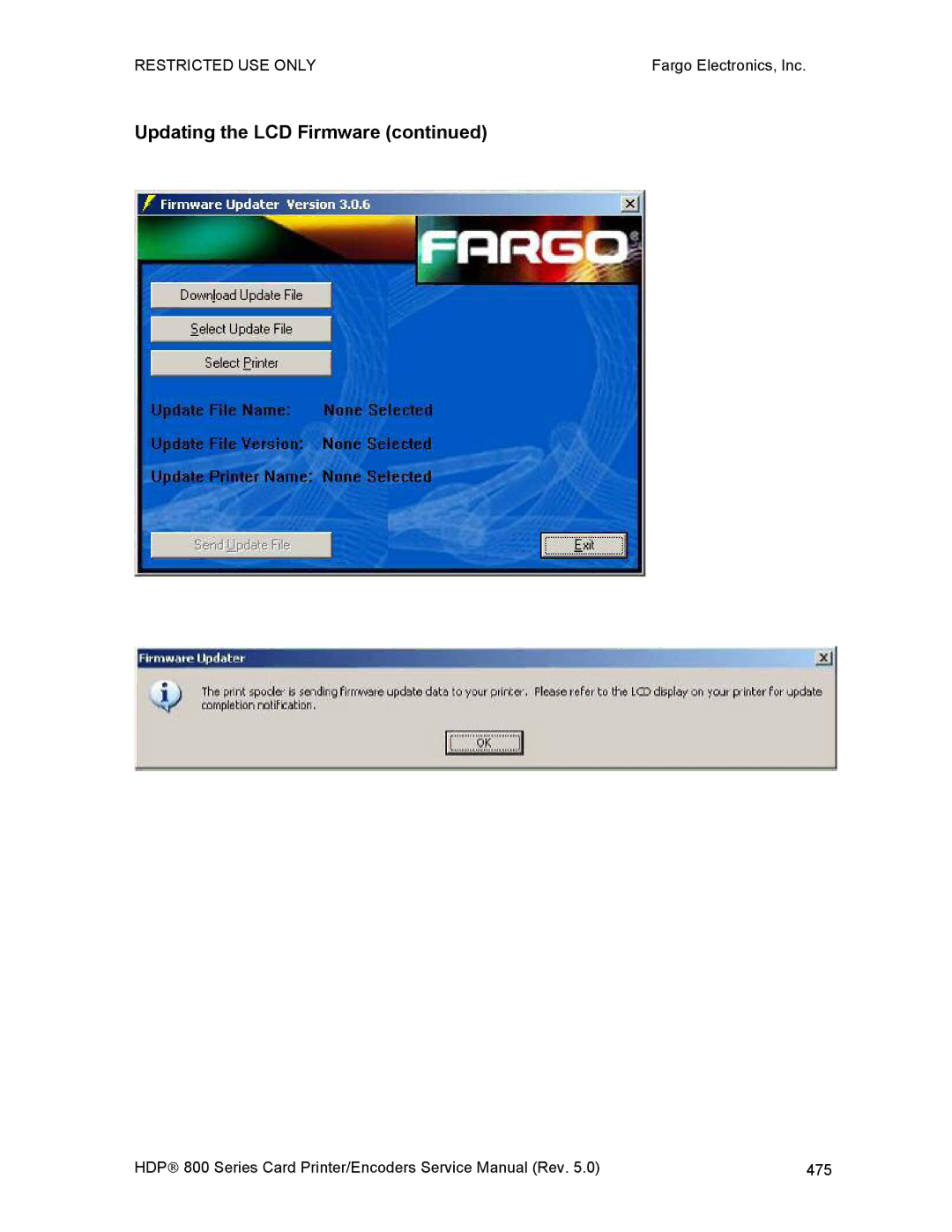 FARGO electronic HDP820 service manual Updating the LCD Firmware 