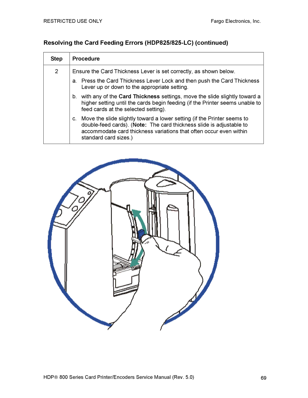 FARGO electronic HDP820 service manual Resolving the Card Feeding Errors HDP825/825-LC 