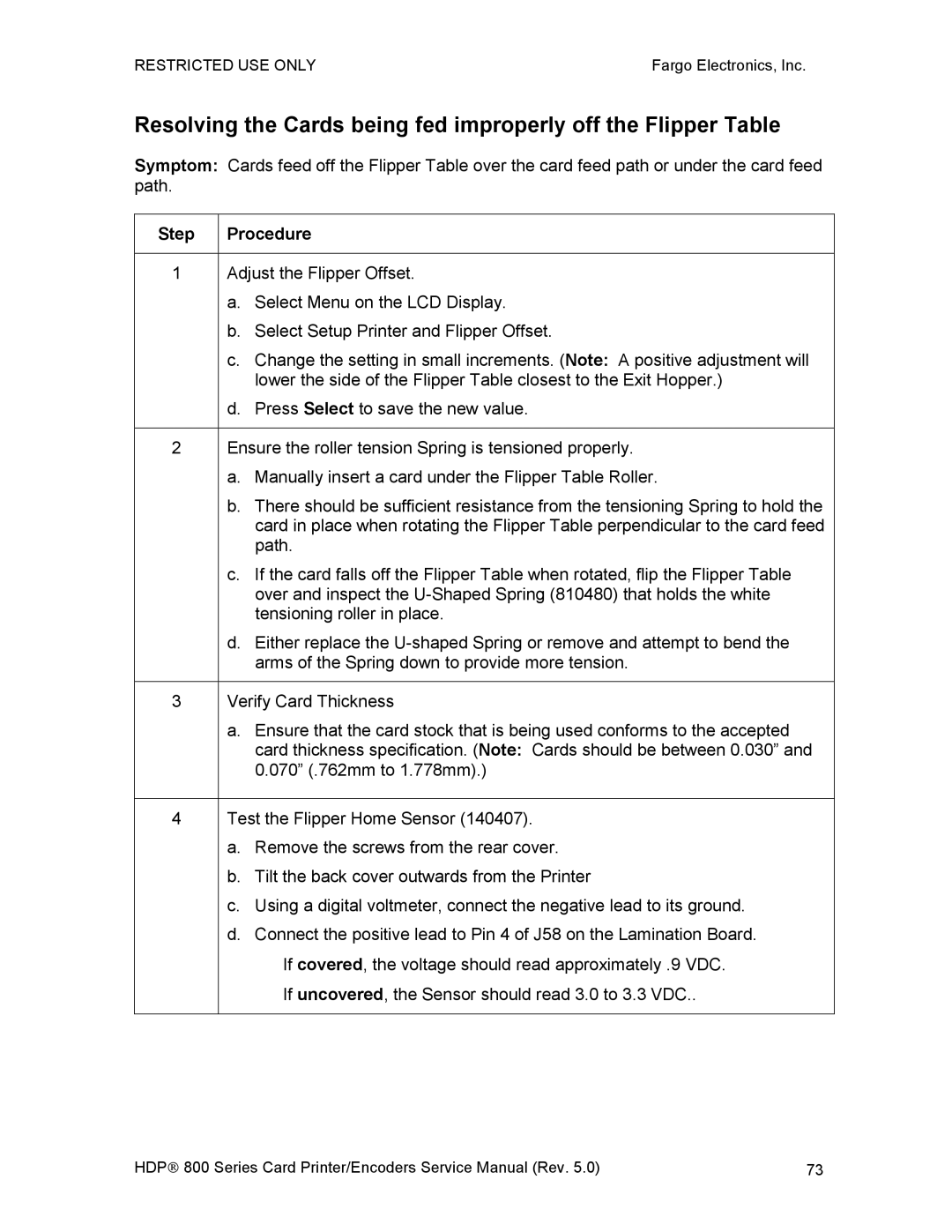 FARGO electronic HDP820 service manual Step 