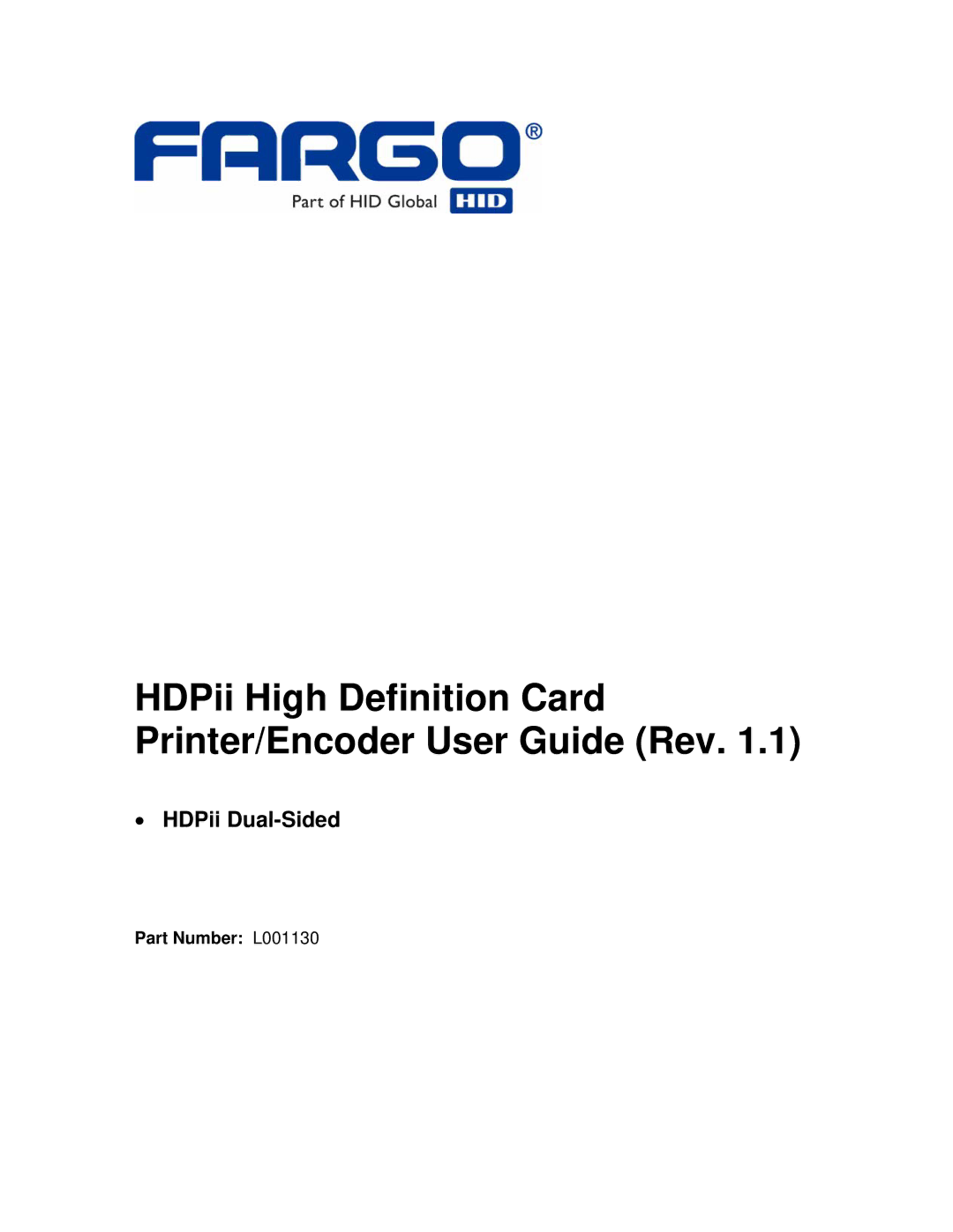 FARGO electronic manual HDPii Dual-Sided, Part Number L001130 