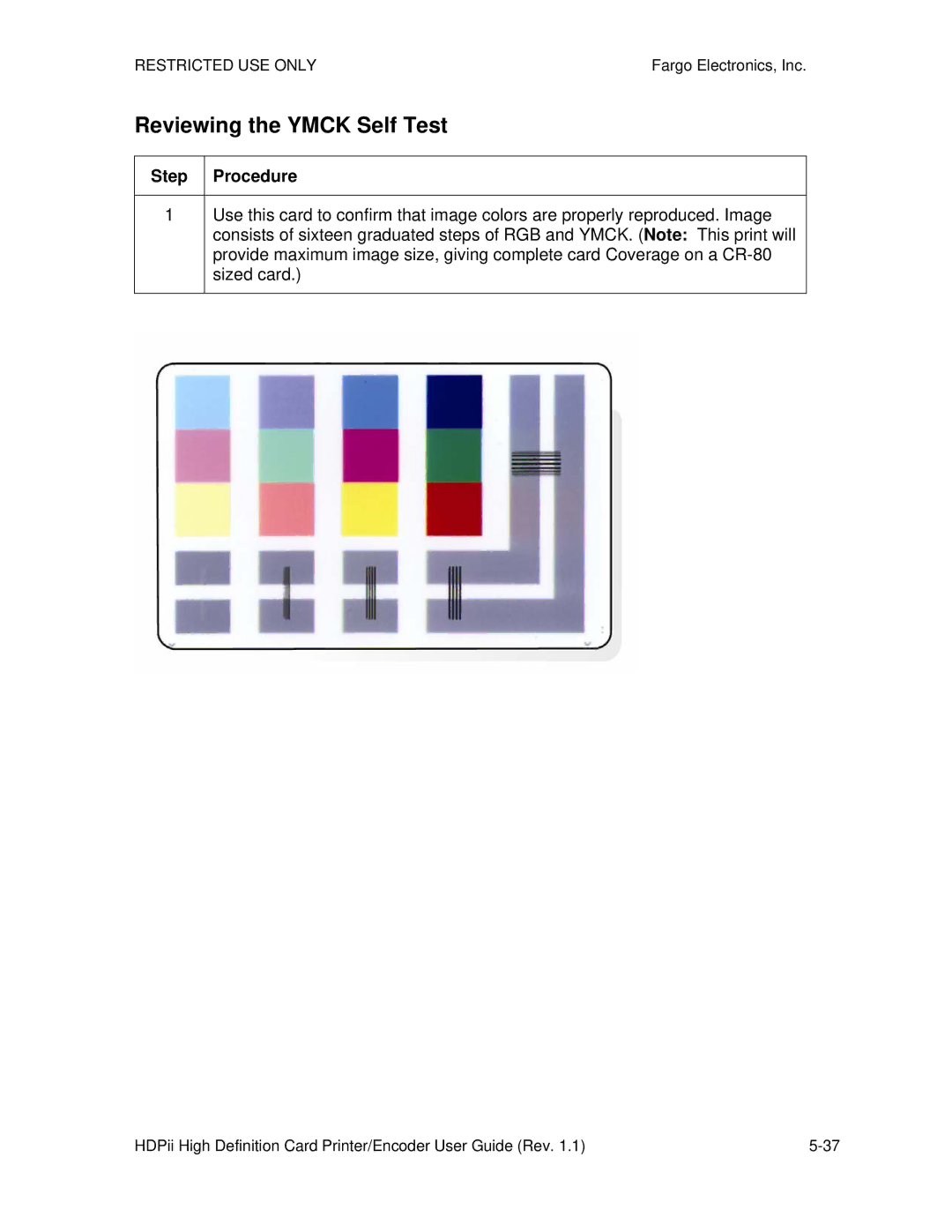 FARGO electronic HDPii manual Reviewing the Ymck Self Test 