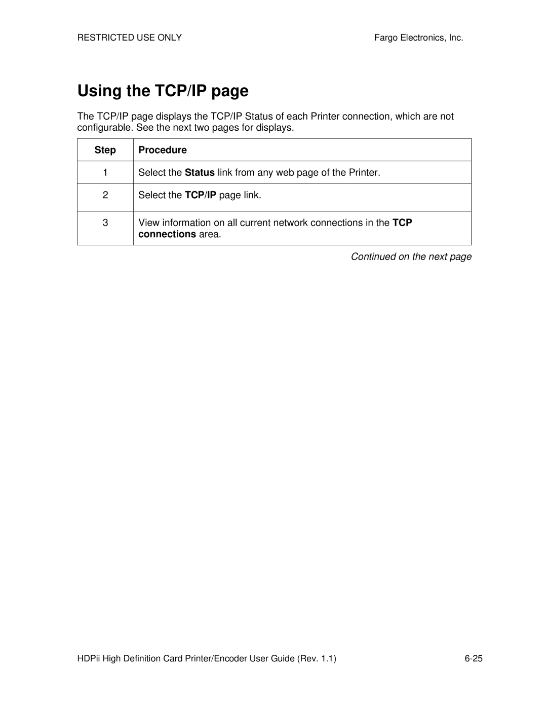 FARGO electronic HDPii manual Using the TCP/IP 