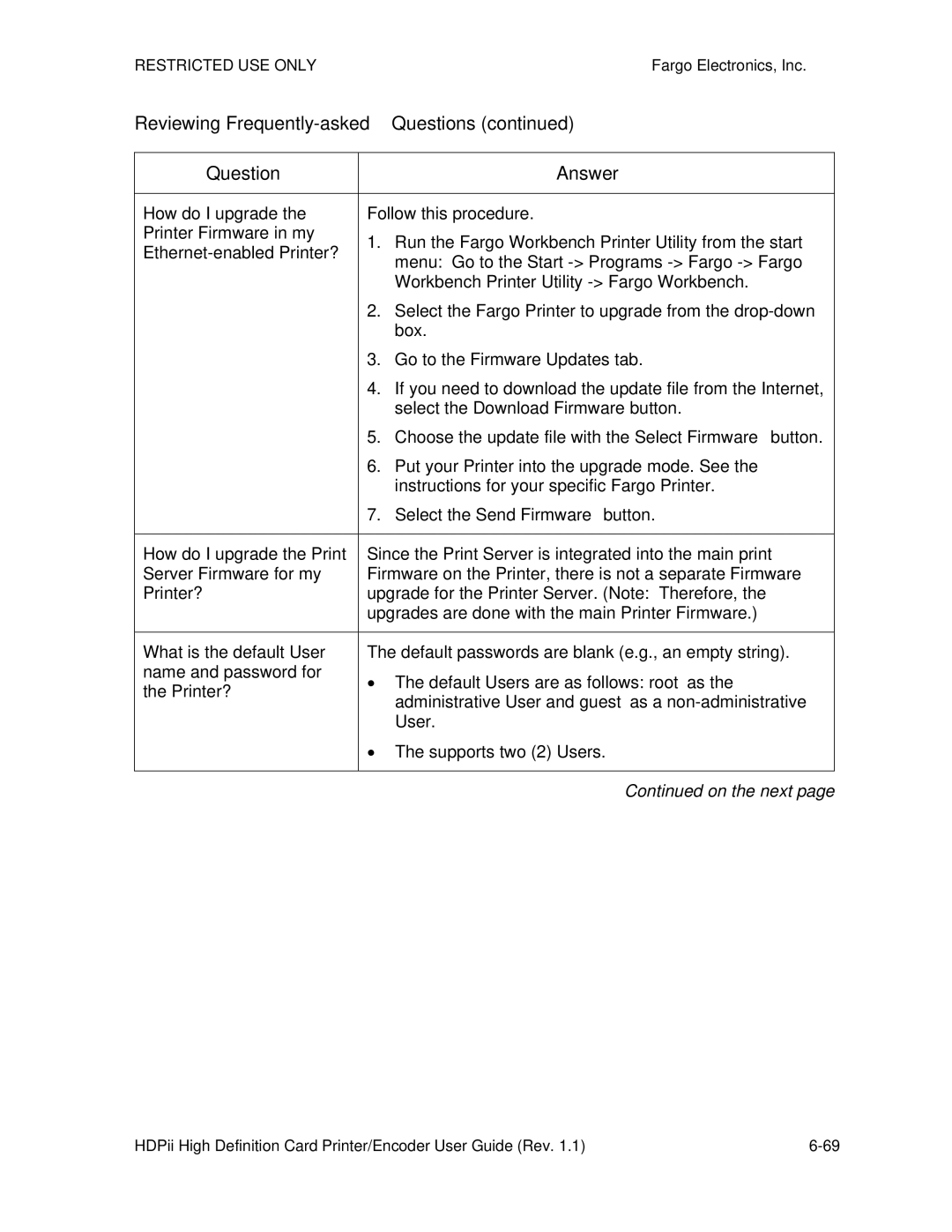 FARGO electronic HDPii manual Reviewing Frequently-asked Questions Answer 