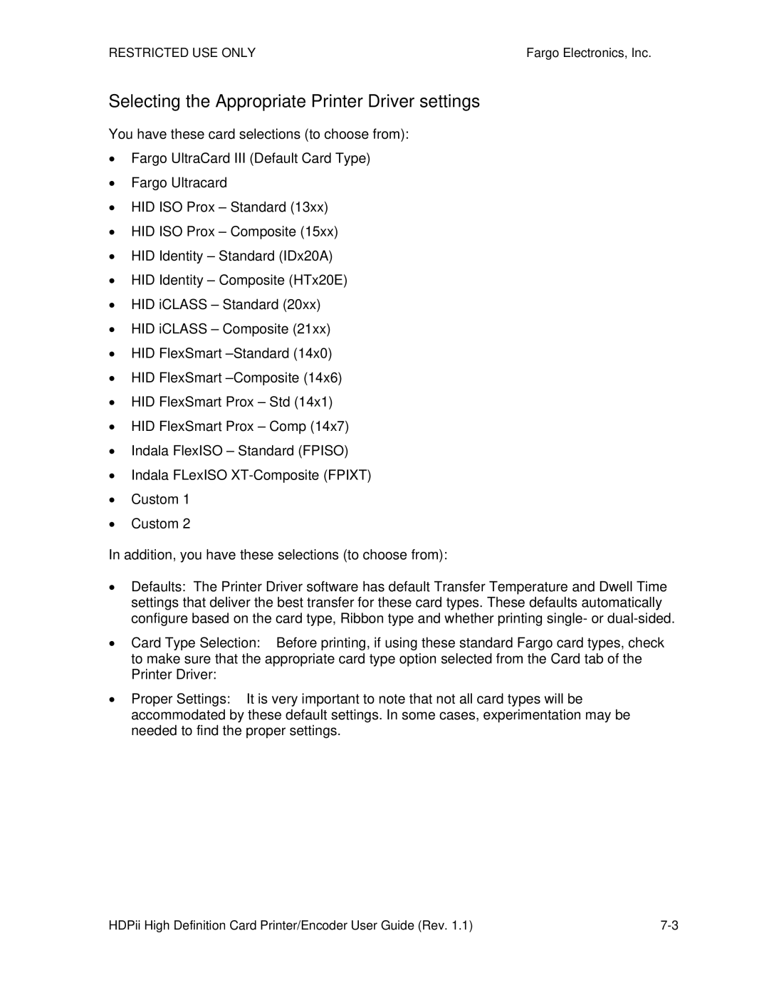 FARGO electronic HDPii manual Selecting the Appropriate Printer Driver settings 